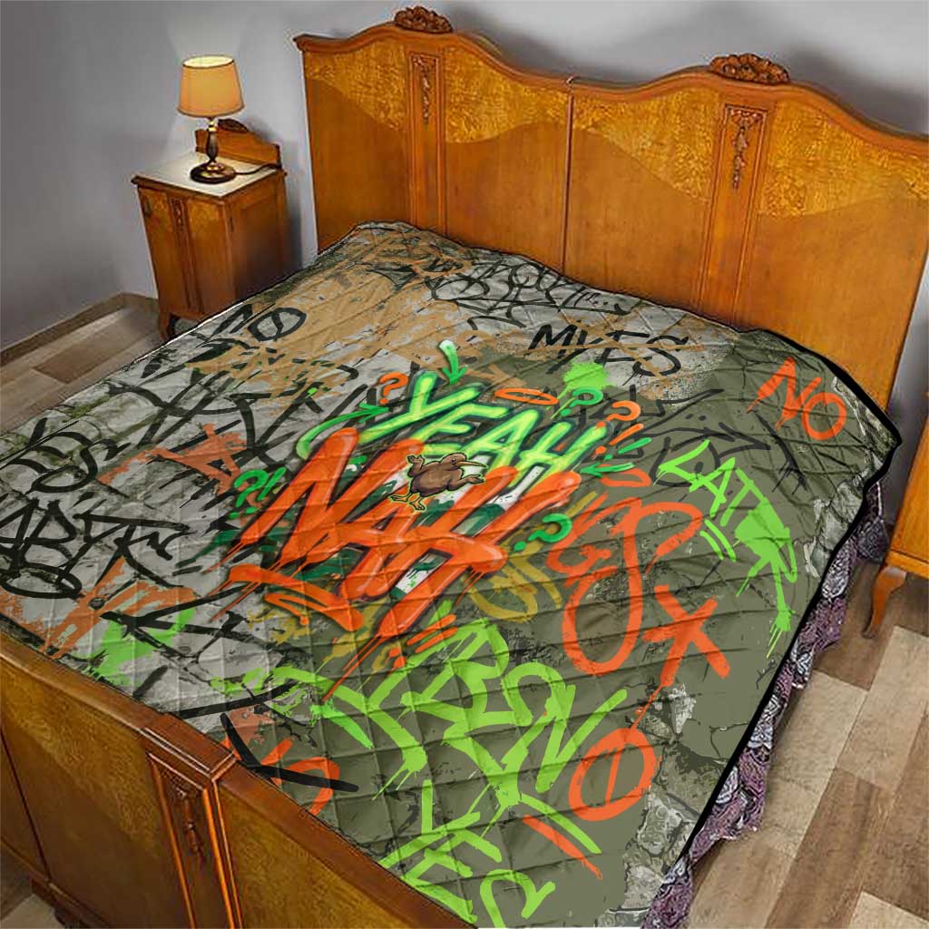 Yeah Nah Graffiti Skull New Zealand Slang Quilt Kiwi Grunge Brick Wall and Bold Urban Street Art TS04 - Polynesian Pride