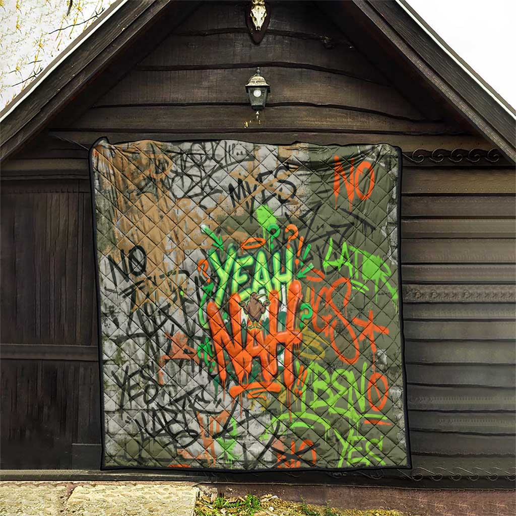 Yeah Nah Graffiti Skull New Zealand Slang Quilt Kiwi Grunge Brick Wall and Bold Urban Street Art TS04 - Polynesian Pride
