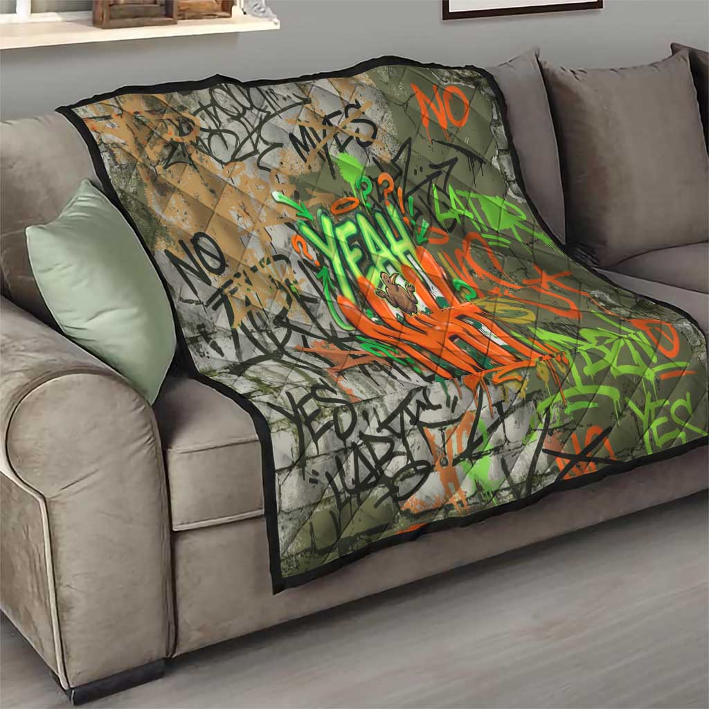Yeah Nah Graffiti Skull New Zealand Slang Quilt Kiwi Grunge Brick Wall and Bold Urban Street Art TS04 - Polynesian Pride