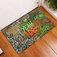 Yeah Nah Graffiti Skull New Zealand Slang Rubber Doormat Kiwi Grunge Brick Wall and Bold Urban Street Art TS04 - Polynesian Pride