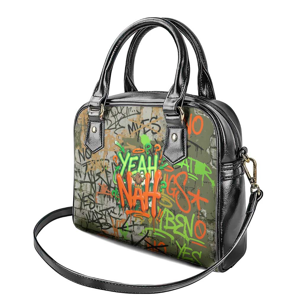 Yeah Nah Graffiti Skull New Zealand Slang Shoulder Handbag Kiwi Grunge Brick Wall and Bold Urban Street Art TS04 - Polynesian Pride