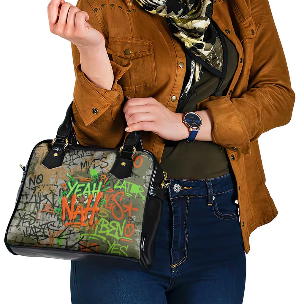 Yeah Nah Graffiti Skull New Zealand Slang Shoulder Handbag Kiwi Grunge Brick Wall and Bold Urban Street Art TS04 - Polynesian Pride