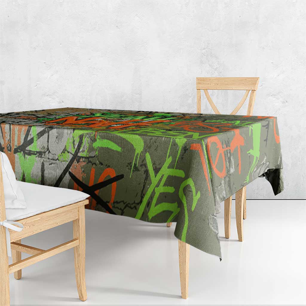 Yeah Nah Graffiti Skull New Zealand Slang Tablecloth Kiwi Grunge Brick Wall and Bold Urban Street Art TS04 - Polynesian Pride