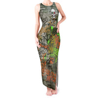 Yeah Nah Graffiti Skull New Zealand Slang Tank Maxi Dress Kiwi Grunge Brick Wall and Bold Urban Street Art TS04 Women Multicolor - Polynesian Pride