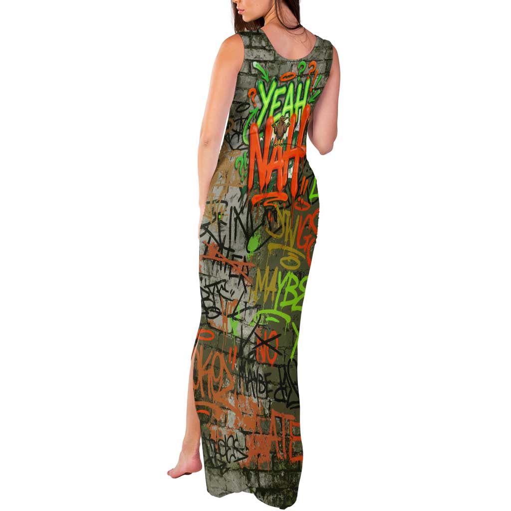 Yeah Nah Graffiti Skull New Zealand Slang Tank Maxi Dress Kiwi Grunge Brick Wall and Bold Urban Street Art TS04 - Polynesian Pride