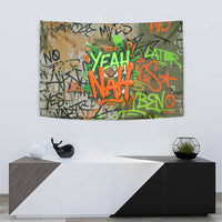 Yeah Nah Graffiti Skull New Zealand Slang Tapestry Kiwi Grunge Brick Wall and Bold Urban Street Art TS04 - Polynesian Pride