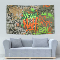 Yeah Nah Graffiti Skull New Zealand Slang Tapestry Kiwi Grunge Brick Wall and Bold Urban Street Art TS04 - Polynesian Pride