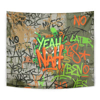 Yeah Nah Graffiti Skull New Zealand Slang Tapestry Kiwi Grunge Brick Wall and Bold Urban Street Art TS04 - Polynesian Pride