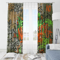 Yeah Nah Graffiti Skull New Zealand Slang Window Curtain Kiwi Grunge Brick Wall and Bold Urban Street Art TS04 - Polynesian Pride