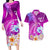 Hawaii Plumeria Flower Couples Matching Long Sleeve Bodycon Dress and Hawaiian Shirt Plumeria FLowers And Polynesian Pattern TS04 Gradient - Polynesian Pride