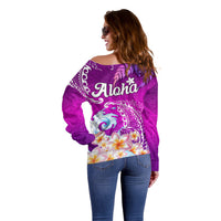 Hawaii Plumeria Flower Off Shoulder Sweater Plumeria FLowers And Polynesian Pattern TS04 - Polynesian Pride