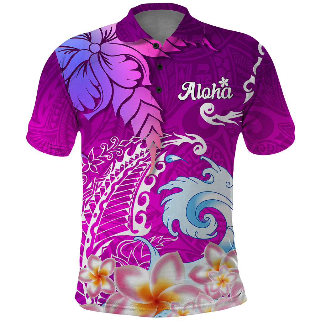 Hawaii Plumeria Flower Polo Shirt Plumeria FLowers And Polynesian Pattern TS04 Gradient - Polynesian Pride
