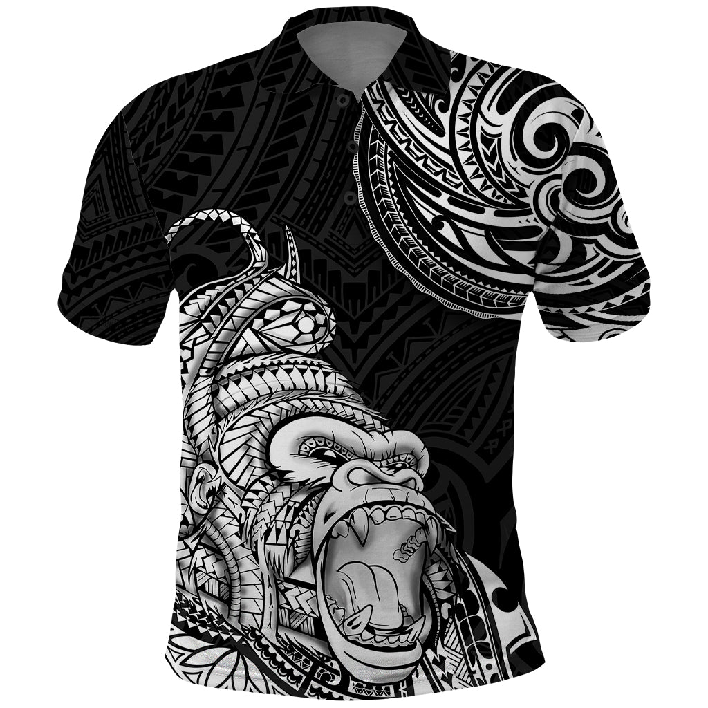 Hawaii Polynesian Polo Shirt Gorila Tatoo Polynesian Style TS04 Black - Polynesian Pride
