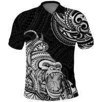 Hawaii Polynesian Polo Shirt Gorila Tatoo Polynesian Style TS04 Black - Polynesian Pride