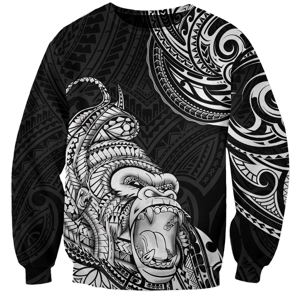 Hawaii Polynesian Sweatshirt Gorila Tatoo Polynesian Style TS04 Unisex Black - Polynesian Pride