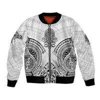 Hawaii Polynesian Bomber Jacket Warrior symbol TS04 Unisex White - Polynesian Pride