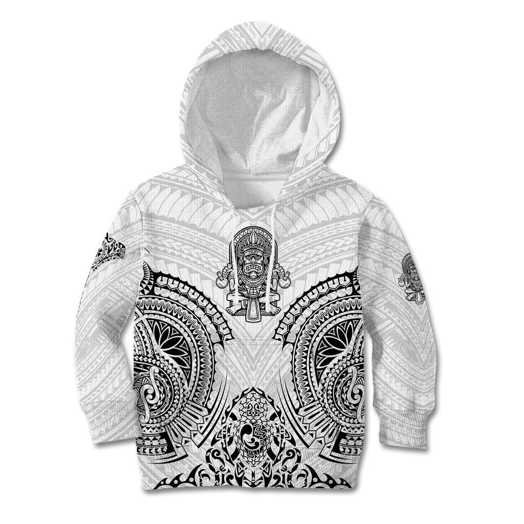 Hawaii Polynesian Kid Hoodie Warrior symbol TS04 White - Polynesian Pride