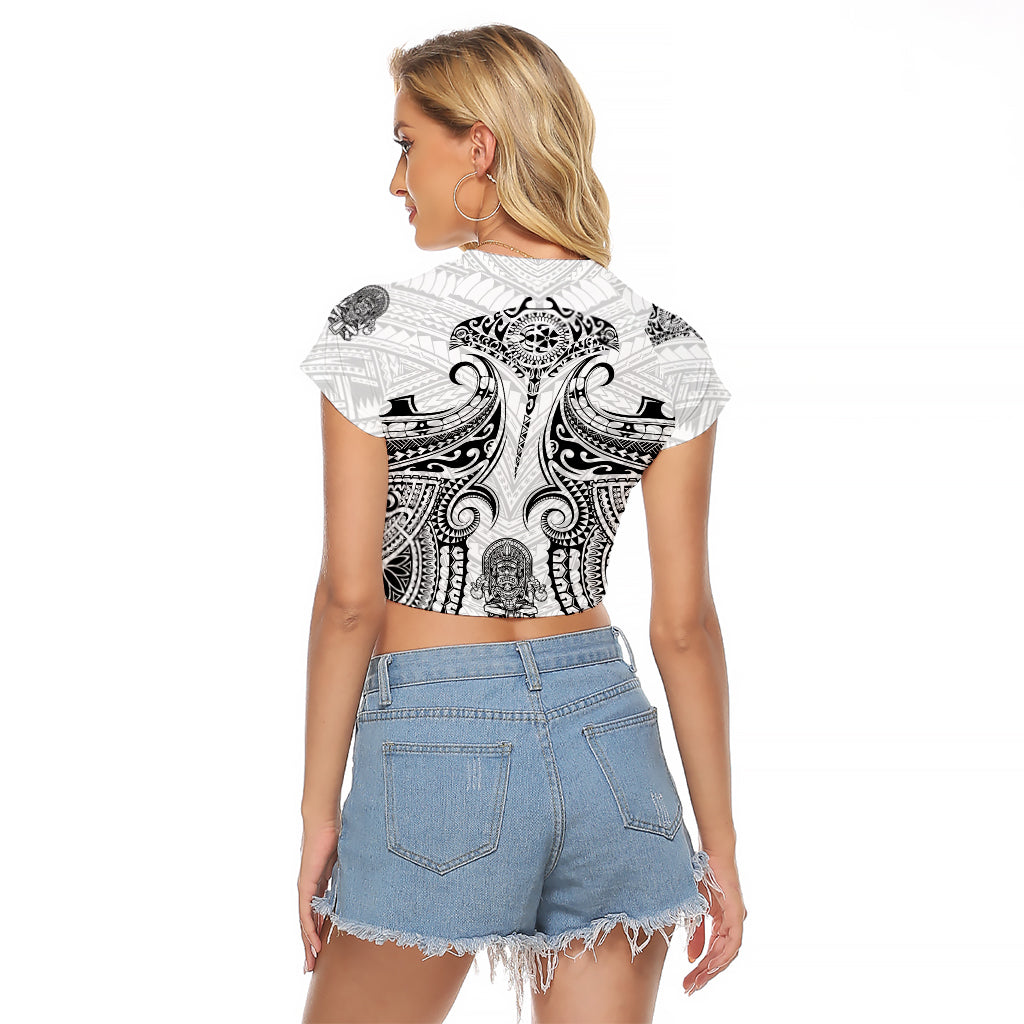 Hawaii Polynesian Raglan Cropped T Shirt Warrior symbol TS04 - Polynesian Pride