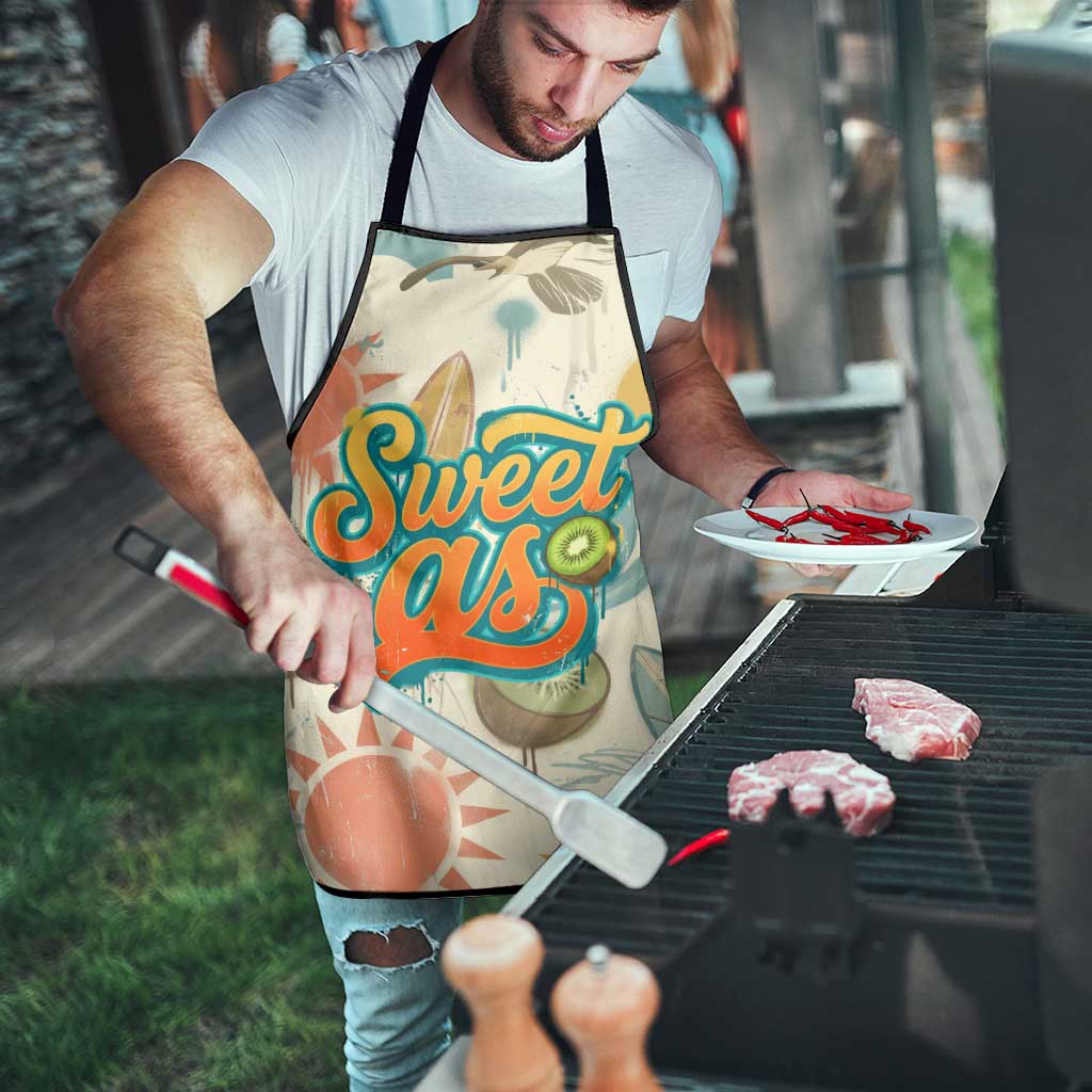 NZ Slang Sweet As Kiwi Shaka Sign Apron New Zealand Surfboards Sun and Tropical Beach Retro