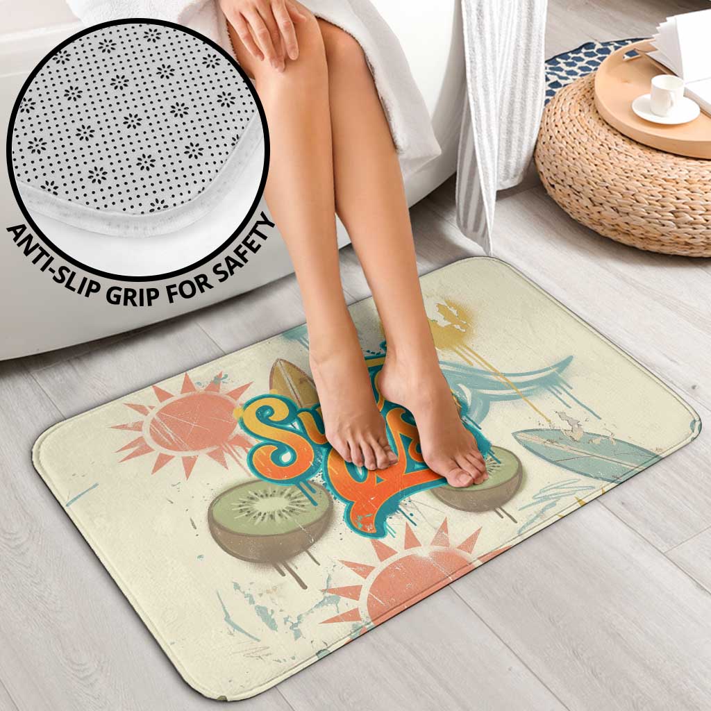 NZ Slang Sweet As Kiwi Shaka Sign Bathroom Set New Zealand Surfboards Sun and Tropical Beach Retro