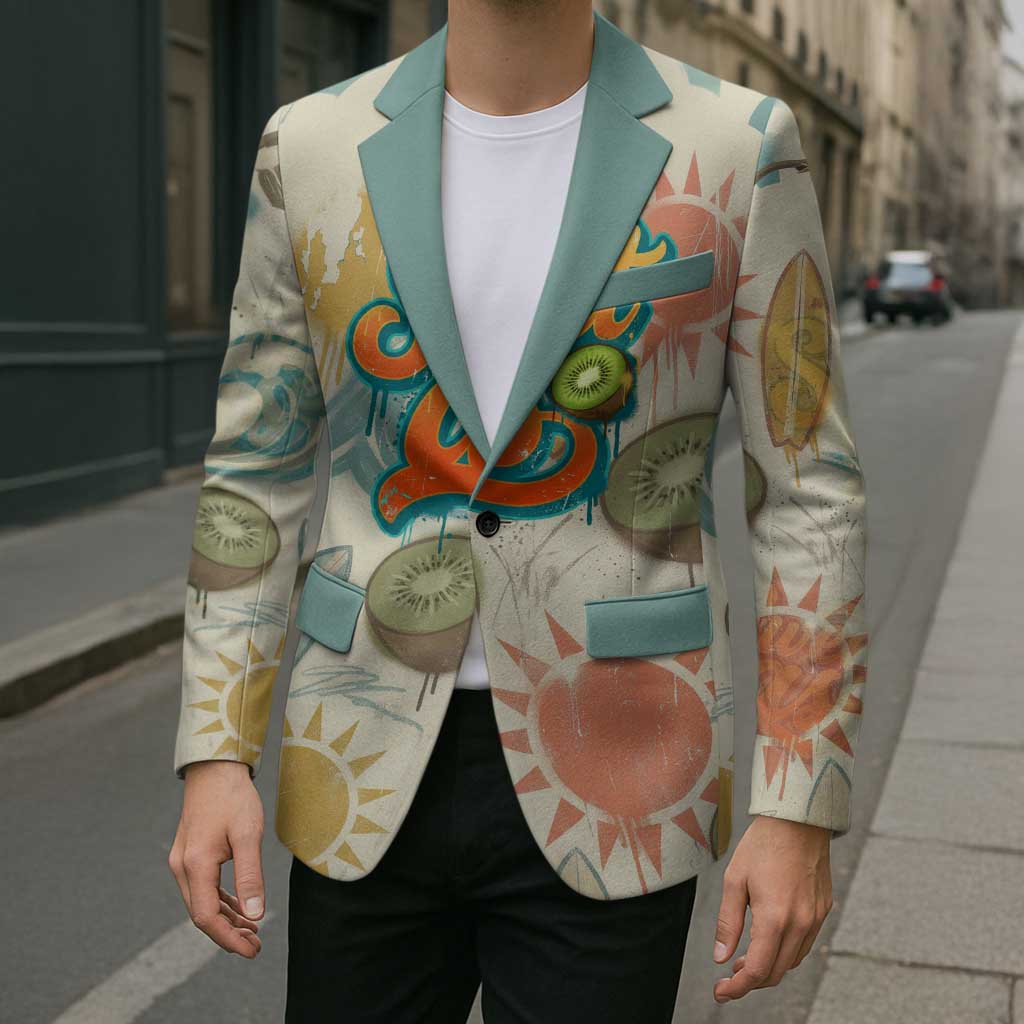 NZ Slang Sweet As Kiwi Shaka Sign Blazer New Zealand Surfboards Sun and Tropical Beach Retro