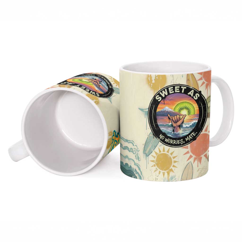 NZ Slang Sweet As Kiwi Shaka Sign Ceramic Mug New Zealand Surfboards Sun and Tropical Beach Retro TS04 - Polynesian Pride