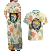 NZ Slang Sweet As Kiwi Shaka Sign Couples Matching Off Shoulder Maxi Dress and Hawaiian Shirt New Zealand Surfboards Sun and Tropical Beach Retro TS04 - Polynesian Pride