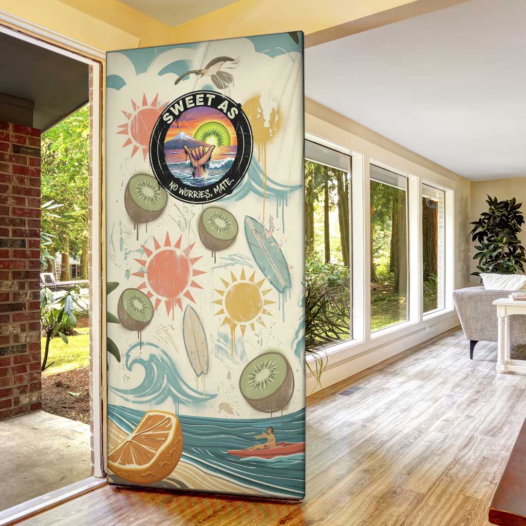 NZ Slang Sweet As Kiwi Shaka Sign Door Cover New Zealand Surfboards Sun and Tropical Beach Retro TS04 - Polynesian Pride