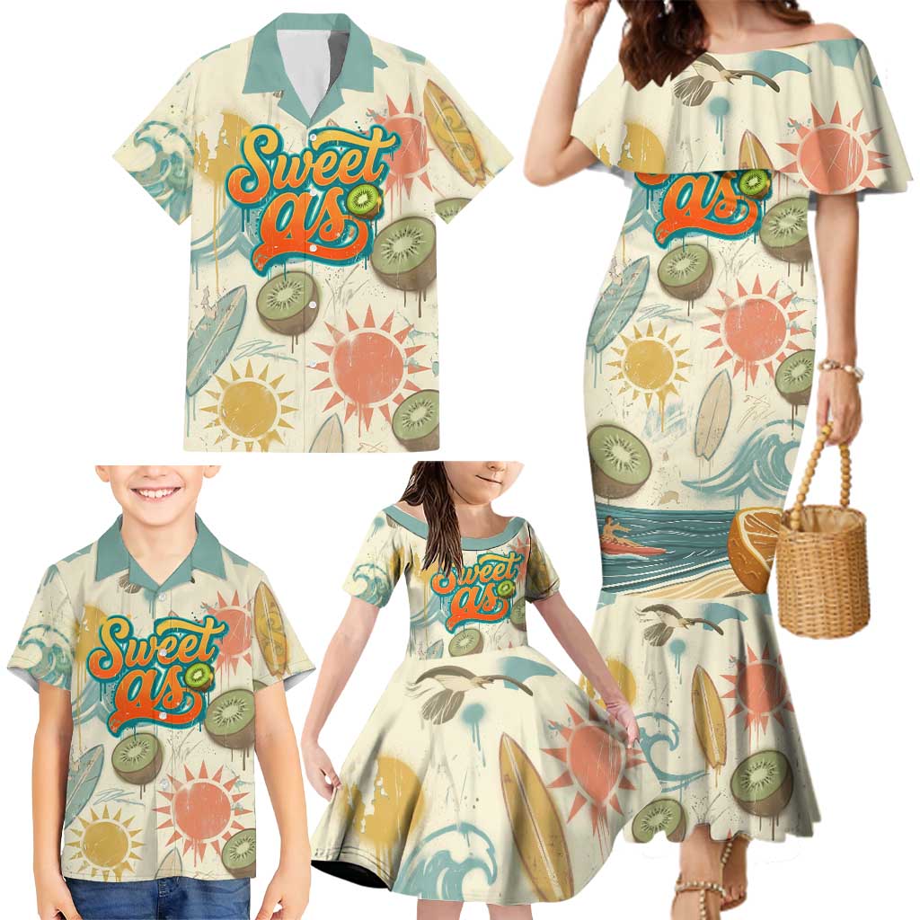 NZ Slang Sweet As Kiwi Shaka Sign Family Matching Mermaid Dress and Hawaiian Shirt New Zealand Surfboards Sun and Tropical Beach Retro TS04 - Polynesian Pride