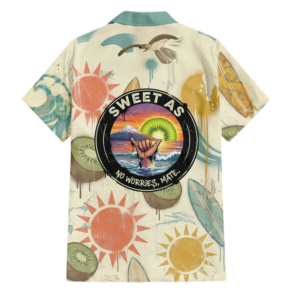 NZ Slang Sweet As Kiwi Shaka Sign Family Matching Off Shoulder Short Dress and Hawaiian Shirt New Zealand Surfboards Sun and Tropical Beach Retro TS04 - Polynesian Pride
