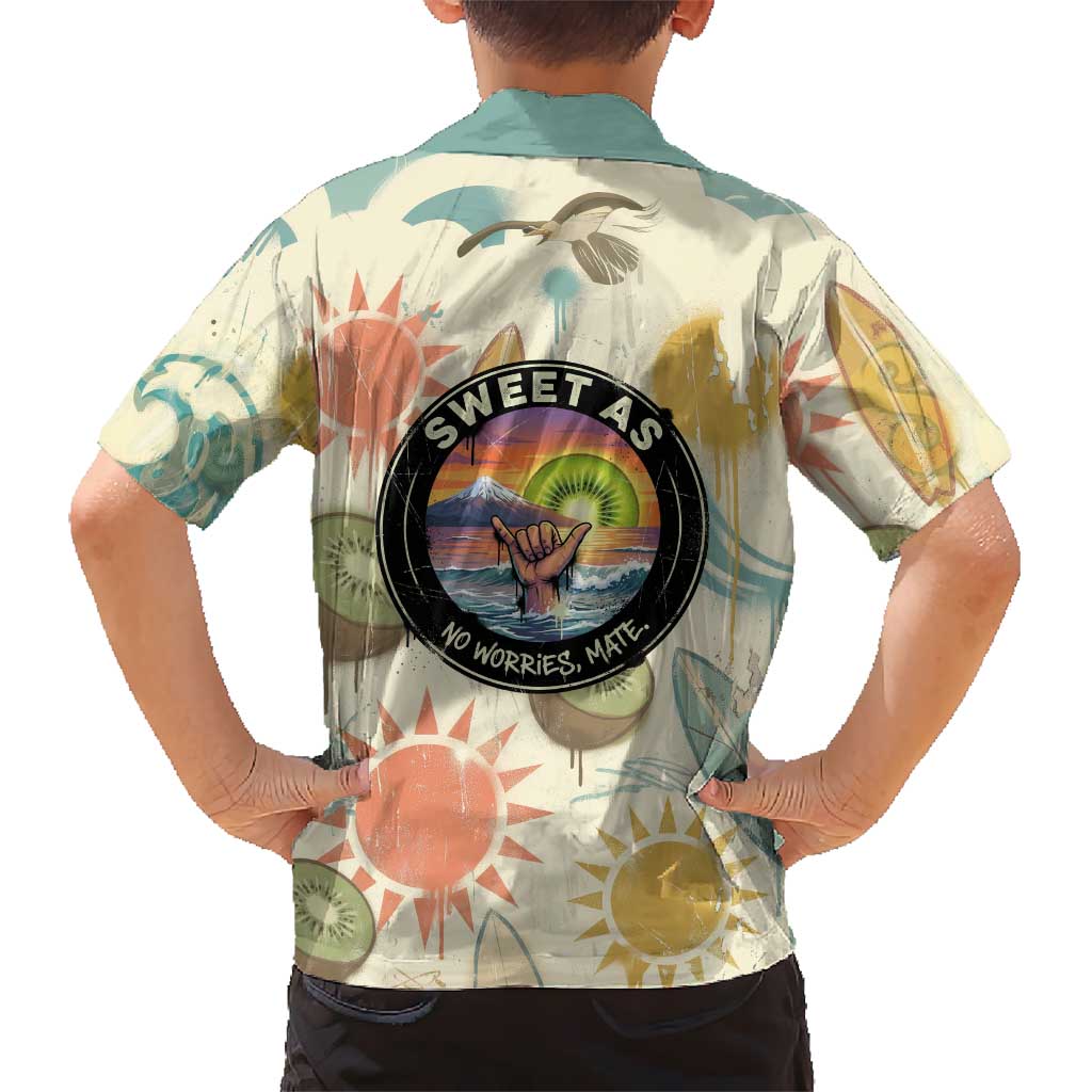 NZ Slang Sweet As Kiwi Shaka Sign Family Matching Summer Maxi Dress and Hawaiian Shirt New Zealand Surfboards Sun and Tropical Beach Retro TS04 - Polynesian Pride