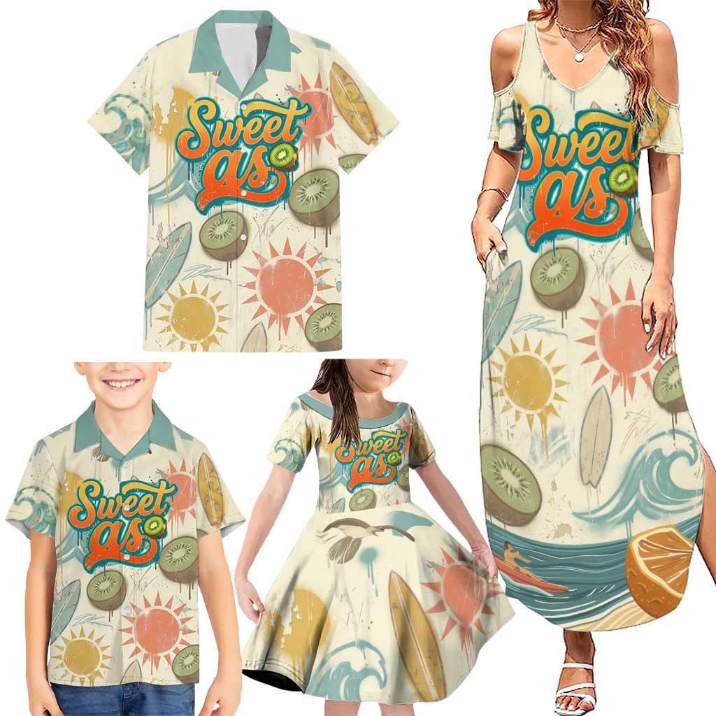 NZ Slang Sweet As Kiwi Shaka Sign Family Matching Summer Maxi Dress and Hawaiian Shirt New Zealand Surfboards Sun and Tropical Beach Retro TS04 - Polynesian Pride
