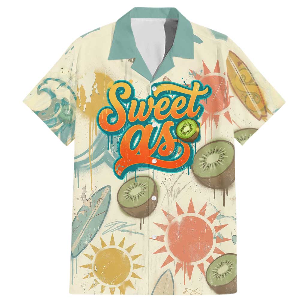 NZ Slang Sweet As Kiwi Shaka Sign Family Matching Tank Maxi Dress and Hawaiian Shirt New Zealand Surfboards Sun and Tropical Beach Retro TS04 Dad's Shirt - Short Sleeve Beige - Polynesian Pride