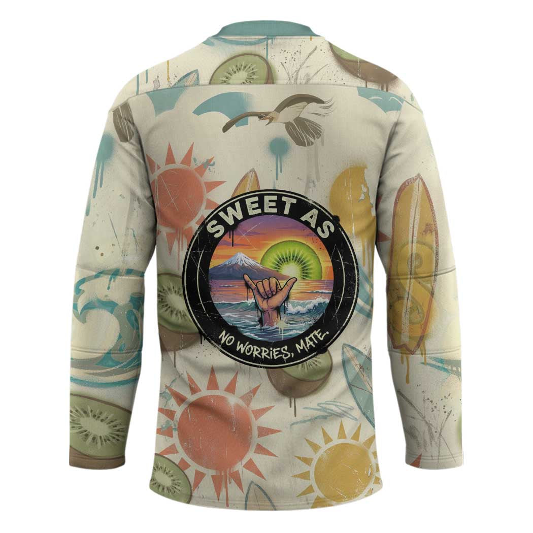 NZ Slang Sweet As Kiwi Shaka Sign Hockey Jersey New Zealand Surfboards Sun and Tropical Beach Retro TS04 - Polynesian Pride