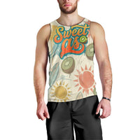 NZ Slang Sweet As Kiwi Shaka Sign Men Tank Top New Zealand Surfboards Sun and Tropical Beach Retro