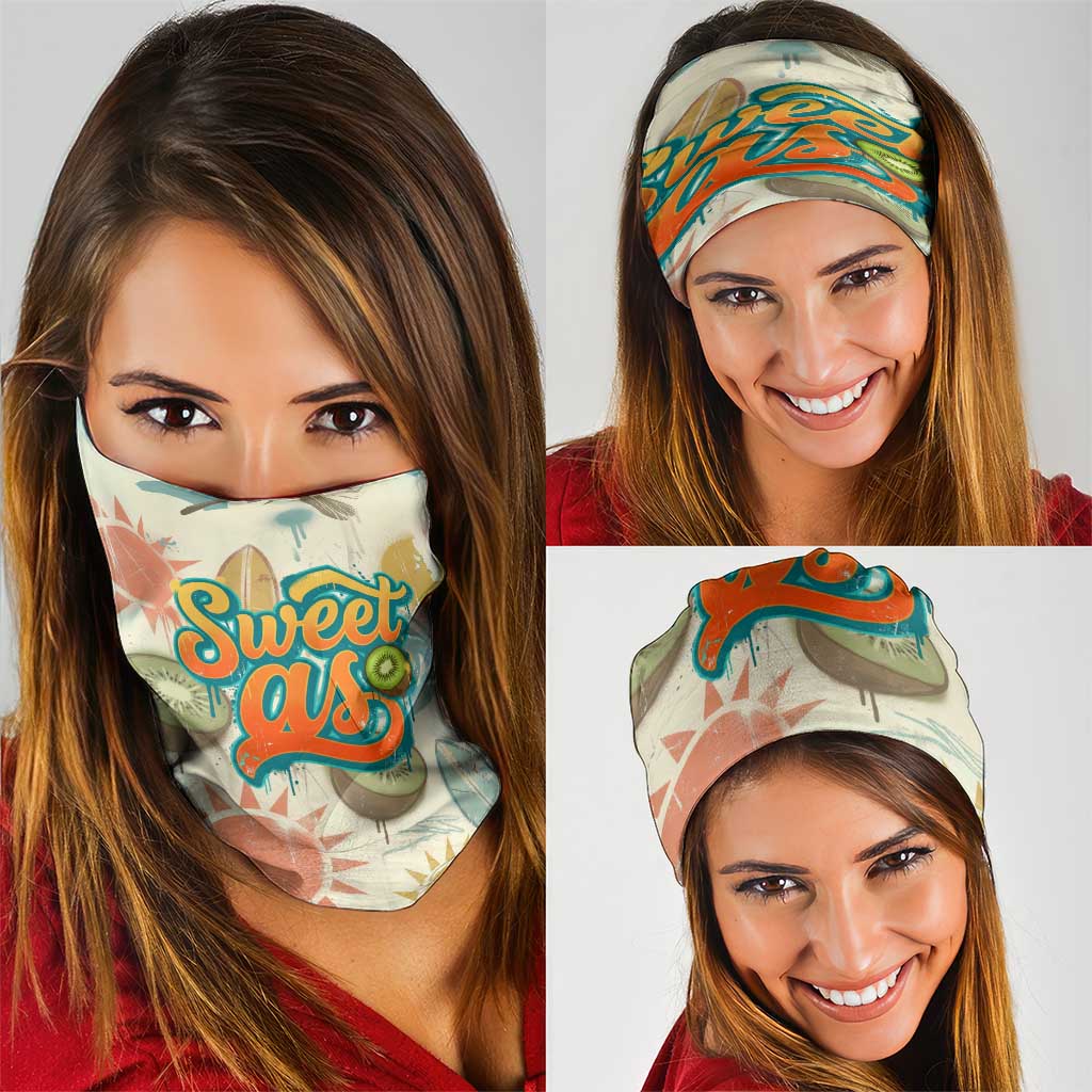 NZ Slang Sweet As Kiwi Shaka Sign Neck Gaiter New Zealand Surfboards Sun and Tropical Beach Retro