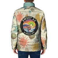 NZ Slang Sweet As Kiwi Shaka Sign Padded Jacket New Zealand Surfboards Sun and Tropical Beach Retro