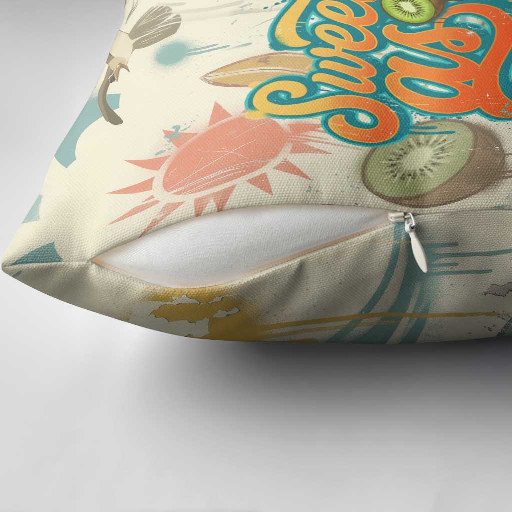 NZ Slang Sweet As Kiwi Shaka Sign Pillow Cover New Zealand Surfboards Sun and Tropical Beach Retro TS04 - Polynesian Pride