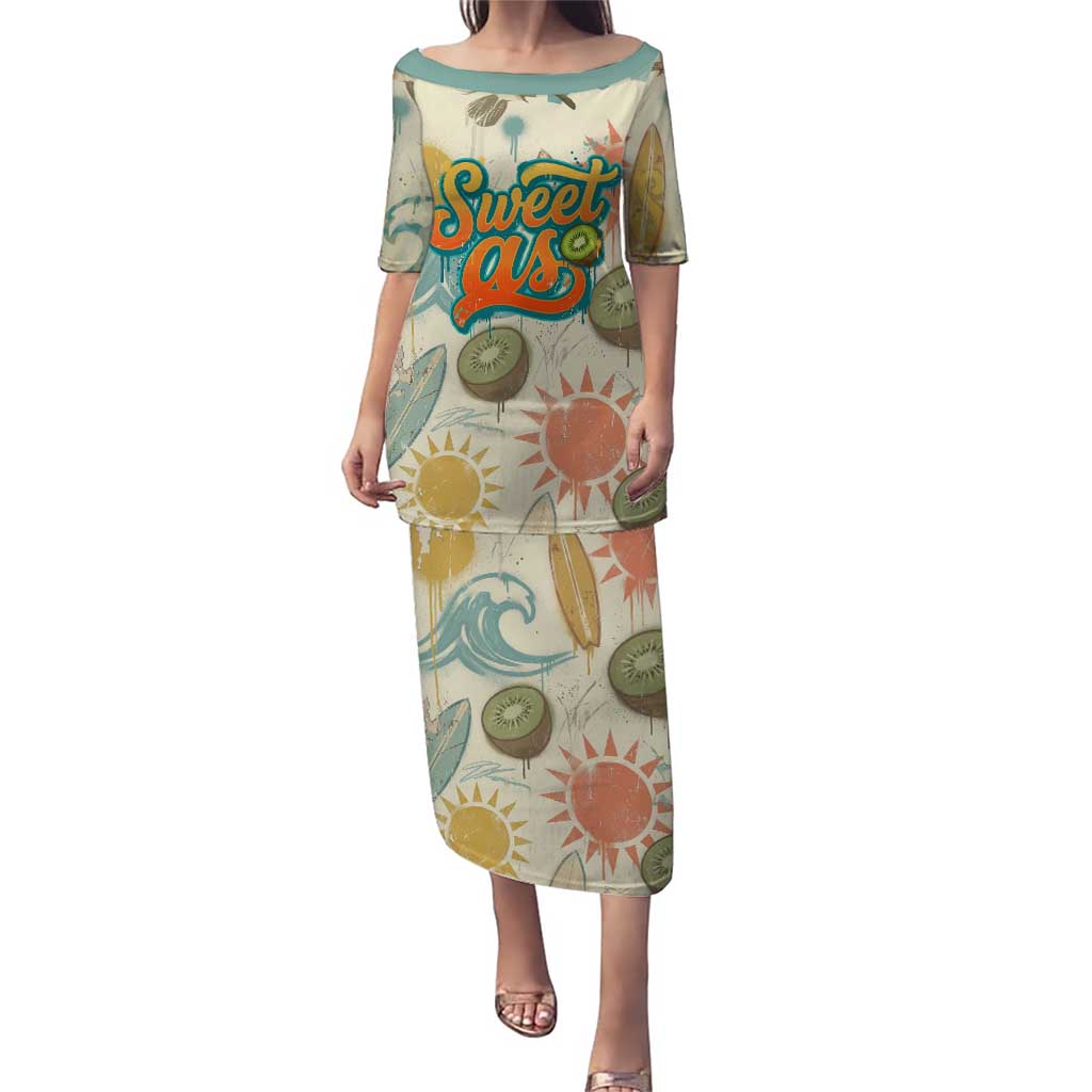 NZ Slang Sweet As Kiwi Shaka Sign Puletasi New Zealand Surfboards Sun and Tropical Beach Retro