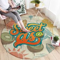 NZ Slang Sweet As Kiwi Shaka Sign Round Carpet New Zealand Surfboards Sun and Tropical Beach Retro