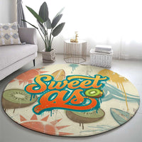 NZ Slang Sweet As Kiwi Shaka Sign Round Carpet New Zealand Surfboards Sun and Tropical Beach Retro