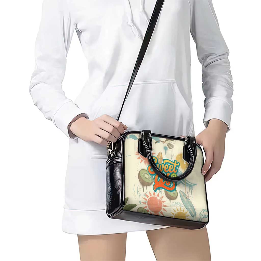 NZ Slang Sweet As Kiwi Shaka Sign Shoulder Handbag New Zealand Surfboards Sun and Tropical Beach Retro