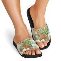 NZ Slang Sweet As Kiwi Shaka Sign Slide Sandals New Zealand Surfboards Sun and Tropical Beach Retro