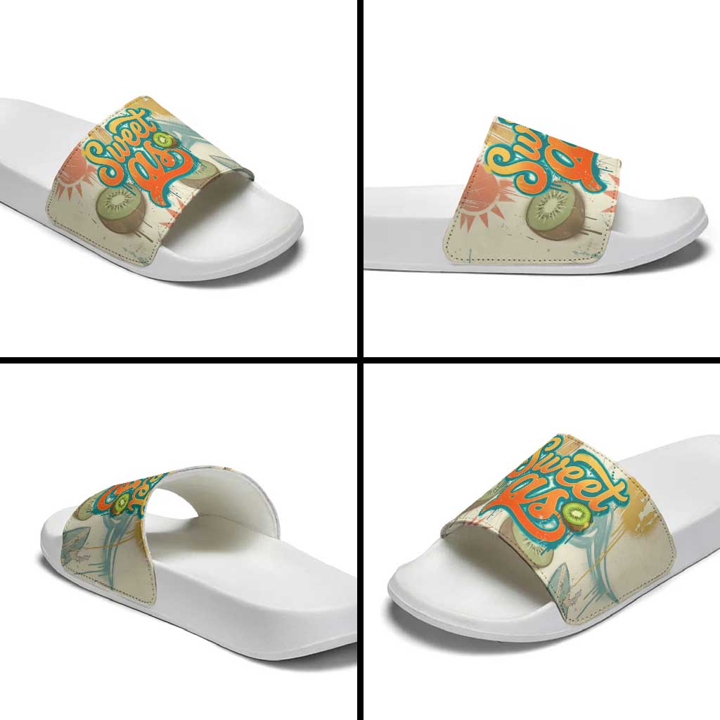 NZ Slang Sweet As Kiwi Shaka Sign Slide Sandals New Zealand Surfboards Sun and Tropical Beach Retro