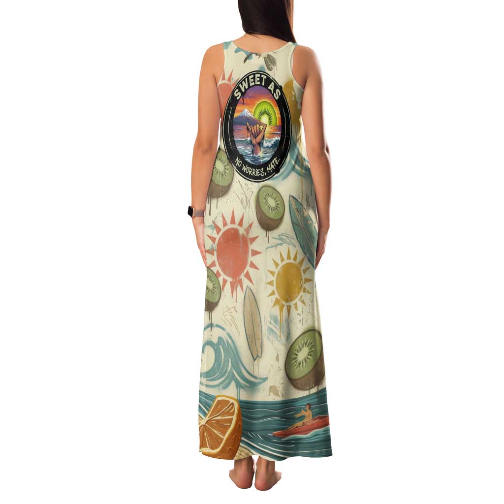 NZ Slang Sweet As Kiwi Shaka Sign Tank Maxi Dress New Zealand Surfboards Sun and Tropical Beach Retro TS04 - Polynesian Pride