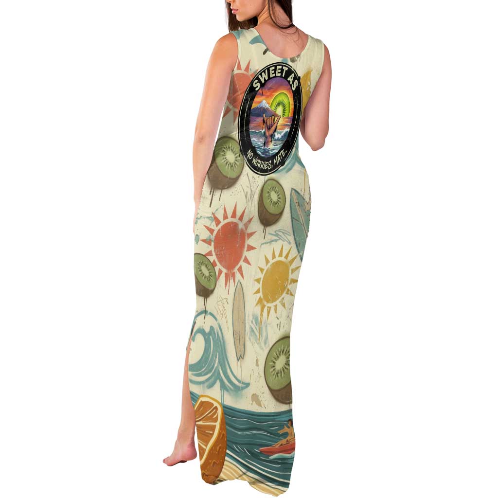 NZ Slang Sweet As Kiwi Shaka Sign Tank Maxi Dress New Zealand Surfboards Sun and Tropical Beach Retro TS04 - Polynesian Pride