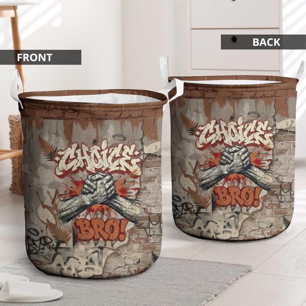 Choice Bro Graffiti Handshake Laundry Basket New Zealand Slang Fern Brick Wall and Urban Street Art TS04 - Polynesian Pride