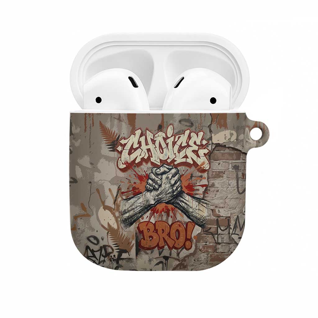 Choice Bro Graffiti Handshake AirPods Case New Zealand Slang Fern Brick Wall and Urban Street Art TS04 Multicolor - Polynesian Pride