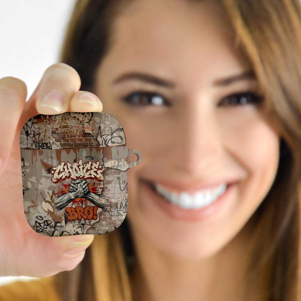 Choice Bro Graffiti Handshake AirPods Case New Zealand Slang Fern Brick Wall and Urban Street Art TS04 - Polynesian Pride