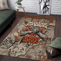 Choice Bro Graffiti Handshake Area Rug New Zealand Slang Fern Brick Wall and Urban Street Art
